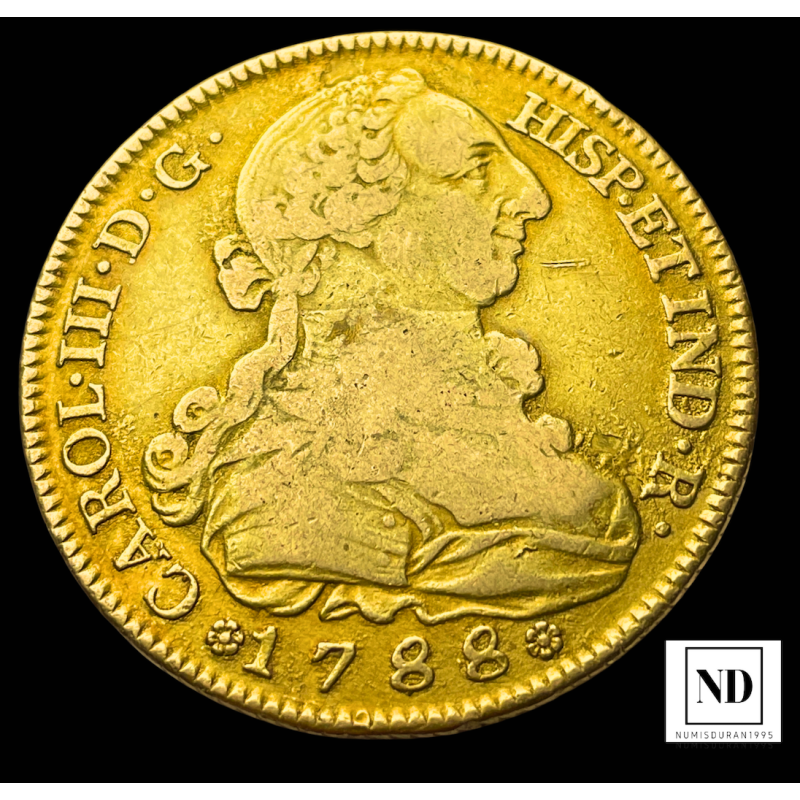 8 Escudos de Carlos III - 1788 - Madrid - 26,85g Au