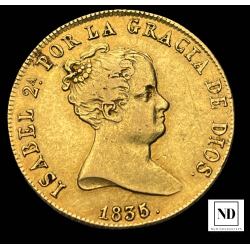 80 Reales de Isabel II - 1835 - Madrid - 6,80g Au