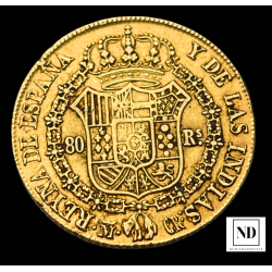 80 Reales de Isabel II - 1835 - Madrid - 6,80g Au
