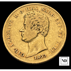 20 Liras de Carlos Alberto - 1833 - 6,37g Au