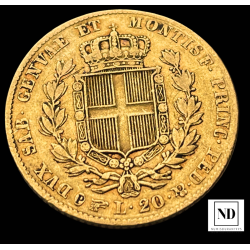 20 Liras de Carlos Alberto - 1833 - 6,37g Au
