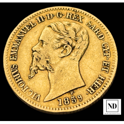 20 Liras de Vittorio Emanuel II - 1859 - 6,41g Au
