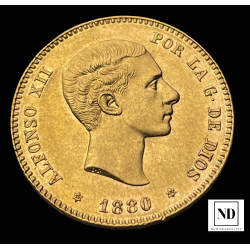 25 Pesetas de Alfonso XII - 1880 - 8,07g Au