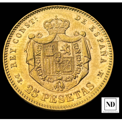 25 Pesetas de Alfonso XII - 1879 - 8,07g Au