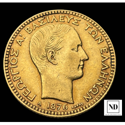 20 Dracmas de Jorge I de Grecia - 1876 - 6,44g Au